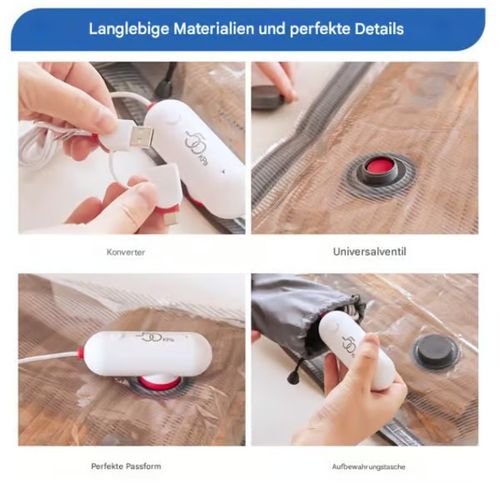 Grote uitverkoop 50% KORTING 🔥 6-delig USB elektrische vacuümpakket – Besparing van ruimte, reizen met weinig bagage!