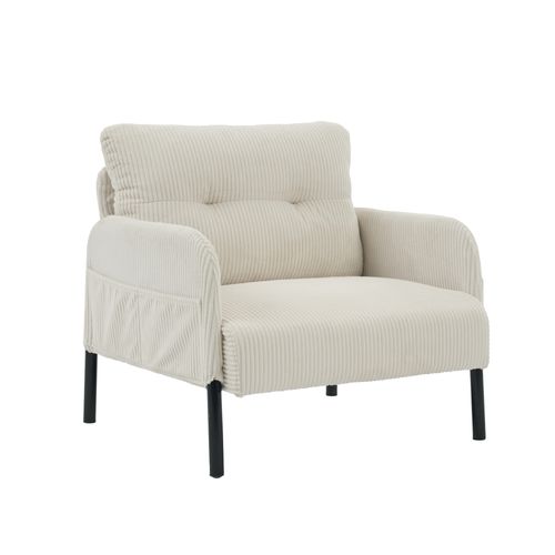 1人掛けソファ ソファー コンパクト コーデュロイ 肘付き 幅67cm 奥行52cm 鉄製フレーム Sバネ サイドポケット付き レトロ モダン 一人暮らし ワンルーム 組立簡単