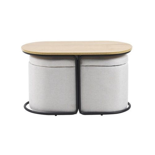 センターテーブル 完成品 収納付き スツール2個付き ローテーブル 北欧風 サイドテーブル ソファテーブル リビングテーブル モダン 組立不要 ナチュラル