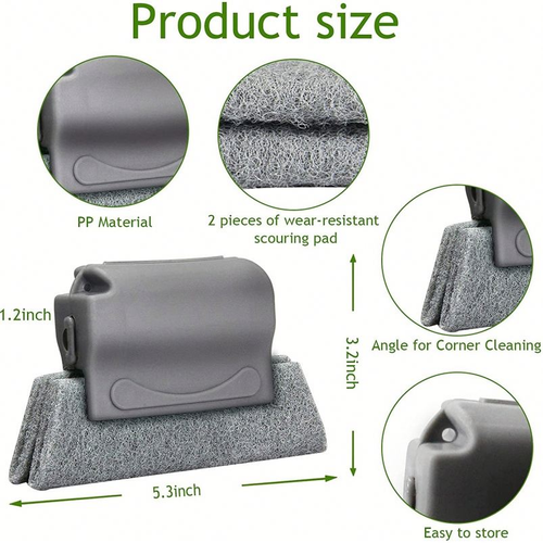 Multifunctional Window Groove Deep Cleaning Brush with Wood Handle and PP Sponge Pad for Slit Clean Scraping & Corners,Gaps