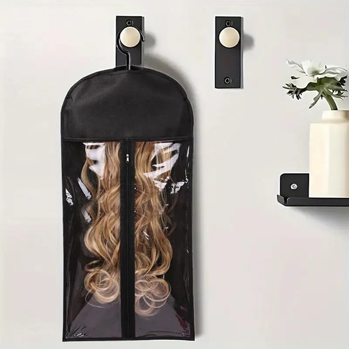 6pcs Wig Storage Bag With Hook Wig Storage Hanger Zipper Transparent Dustproof Wig Storage Bag, Hair Extension Holder Wig Bag Wig Storage For Multiple Wigs Holder Hair Extension Hanger Wig Tool Wigs Accessories For Salon & Home Use