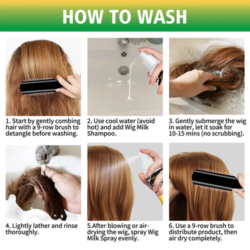 Wig Shampoo for Synthetic Wigs & Wig Milk Spray for Synthetic Hair, Detangle and Anti-Frizz Conditioner Haircare Cleansing Cleanser