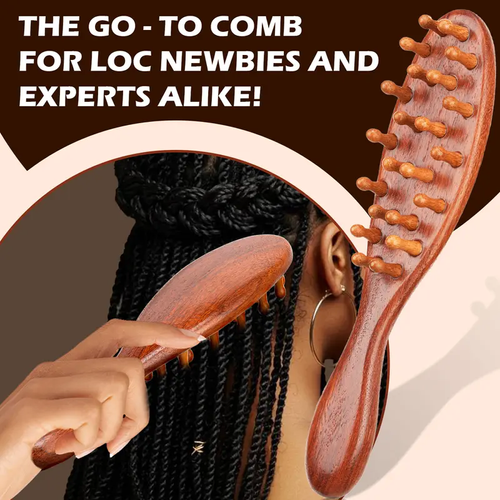 Loc Brush for Dreads, Comfortable Massage Comb, Sandalwood Scraping Massage Wide Tooth Hair Comb for Microlocs, Elegant Wood, Love At First Find Dreadlock Care