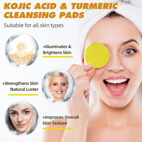 Turmeric & Kojic Acid Cleansing Pads - 20pcs Normal Skin Gentle Facial Cleanser Pads, Deep Clean, Soft Texture, Multi-Pack Skincare for Comfortable Use