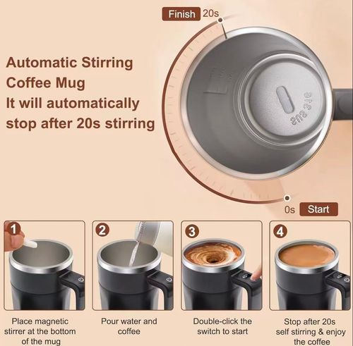 SelfStirring Coffee Mug, Rechargeable Self Stirring Mug with Sliding Lid, Automatic Cup, Electric Stirring Cup for Coffee, Tea, Milk 13.5oz