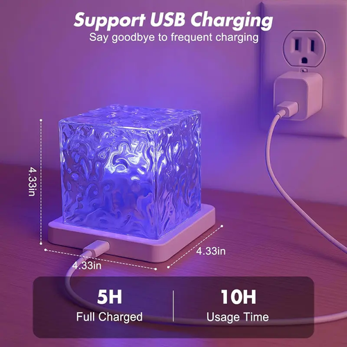 Rechargeable Shower Light No Wiring, 16 Color Changeable Ocean Wave Projector Light, Dimmable Waterproof Shower Lamp with Remote, Rotating Flame Water Ripple Lamp for Shower, Bathroom, Bedroom Decor
