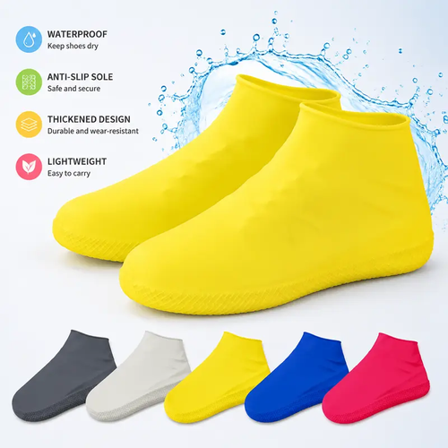 2 Count, Waterproof Anti-slip Thickened Wear-resistant Stretchy Shoe Covers for Outdoor Rainy Day Walking and Daily Travel