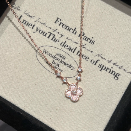 18K Real Gold Plated Zircon and Mother-of-Pearl Flower Pendant Necklace - Bracelet - Earrings Set