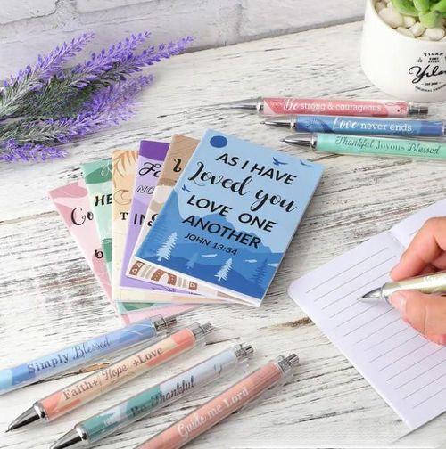 Motivational Pens & Bible Verse Notebooks