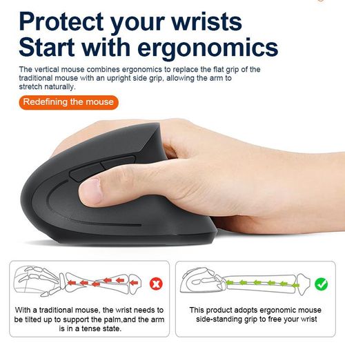 Ergonomic Mini LED 6D Wireless Rechargeable Vertical Mouse