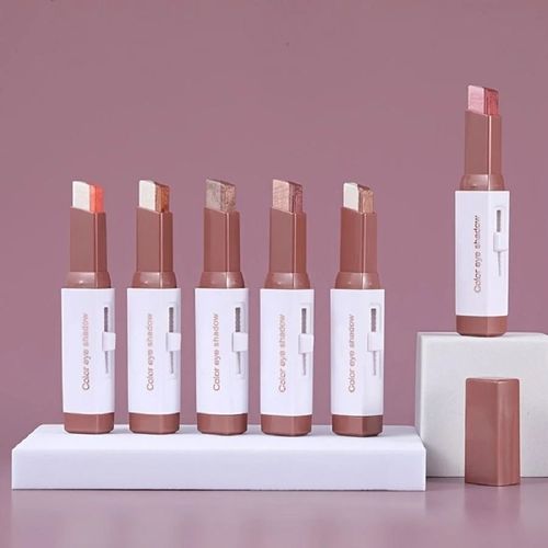 6 PCS Gradient Dual Color Eyeshadow Stick Long Lasting Waterproof Shimmer Pearl Red Brown Shade Portable Eye Shadow