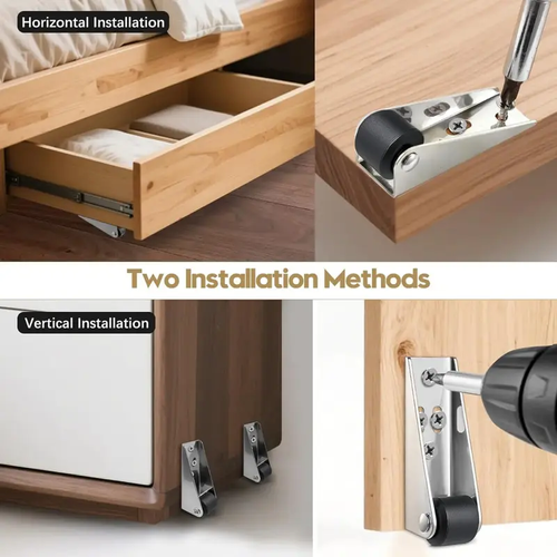 Vertical Track Roller Wheel Sliding Door Bottom Guide Nylon Wheel Aluminum Bracket Anti-Swing Door Stop For Barn Door Cabinet Wardrobe Smooth Quiet Sliding 2.91*2.68*0.83 Inch 1.23 Oz.