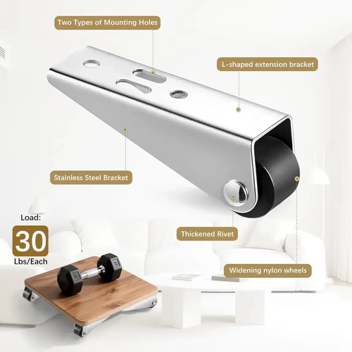 Vertical Track Roller Wheel Sliding Door Bottom Guide Nylon Wheel Aluminum Bracket Anti-Swing Door Stop For Barn Door Cabinet Wardrobe Smooth Quiet Sliding 2.91*2.68*0.83 Inch 1.23 Oz.