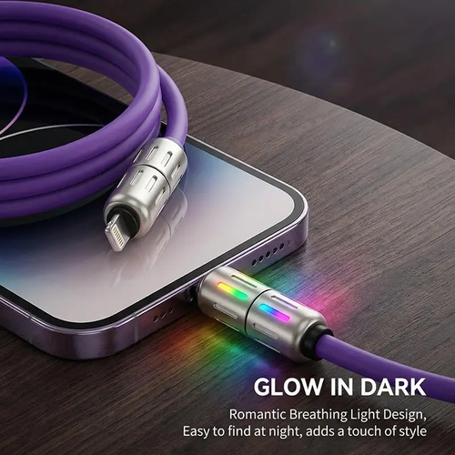 PD Fast Charging, Data Sync, USB-A, Type-C, Lightning, Aluminum, Compatible,6.6FT 4-in-1 USB-C Cable