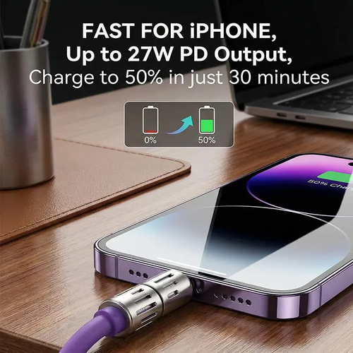 PD Fast Charging, Data Sync, USB-A, Type-C, Lightning, Aluminum, Compatible,6.6FT 4-in-1 USB-C Cable