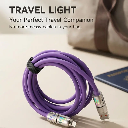PD Fast Charging, Data Sync, USB-A, Type-C, Lightning, Aluminum, Compatible,6.6FT 4-in-1 USB-C Cable
