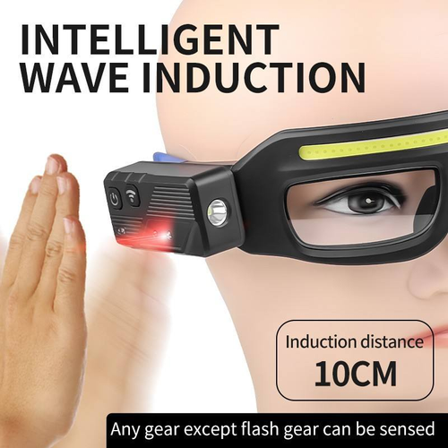 LED Rechargeable Motion Sensor Headlight Style Lightweight Glasses Durable Portable Waterproof Outdoor Headlamp