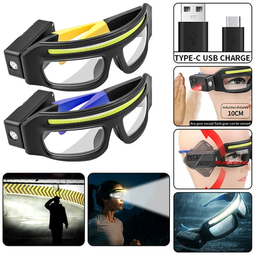 LED Rechargeable Motion Sensor Headlight Style Lightweight Glasses Durable Portable Waterproof Outdoor Headlamp