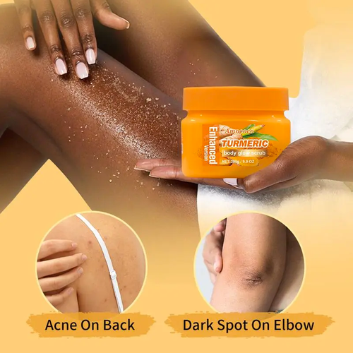 Turmeric Nourishing Scrub - Infused with natural turmeric extract and moisturizing ingredients. Gently exfoliates while deeply hydrating the skin, leaving it smooth, supple, and radiant.