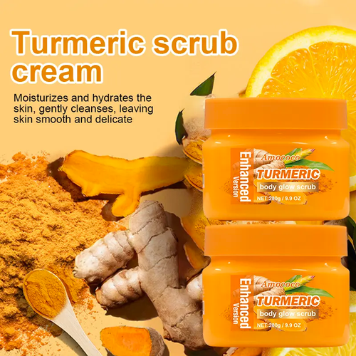 Turmeric Nourishing Scrub - Infused with natural turmeric extract and moisturizing ingredients. Gently exfoliates while deeply hydrating the skin, leaving it smooth, supple, and radiant.