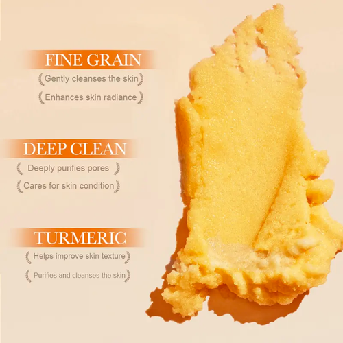Turmeric Nourishing Scrub - Infused with natural turmeric extract and moisturizing ingredients. Gently exfoliates while deeply hydrating the skin, leaving it smooth, supple, and radiant.