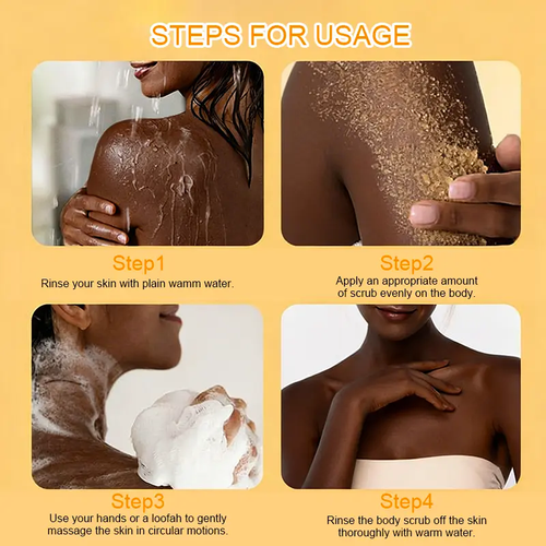 Turmeric Nourishing Scrub - Infused with natural turmeric extract and moisturizing ingredients. Gently exfoliates while deeply hydrating the skin, leaving it smooth, supple, and radiant.