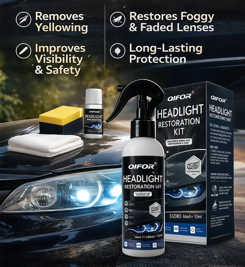 Automotive Headlamp Restoration Fluid - Crystal Coating Agent for Oxidized, Yellowed, Blurred Headlamps, Fog Lights, DIY Car Care Detailing Tool, Oxidized Headlamps