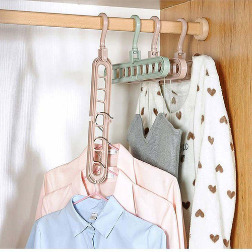 Family 9 in 1 Multi Port Plastic Wardrobe Saves Space Folding Family Storage Rack for Scarf for Belt for Clothes Hanger