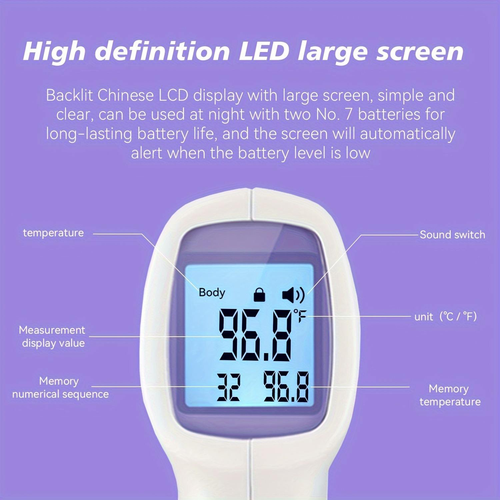 Smart Thermometer With Fever Alarm and Instant Accuracy Readings Forehead Electronic Infrared Flexible Digital Thermometer