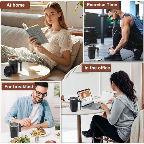 SelfStirring Coffee Mug, Rechargeable Self Stirring Mug with Sliding Lid, Automatic Cup, Electric Stirring Cup for Coffee, Tea, Milk 13.5oz