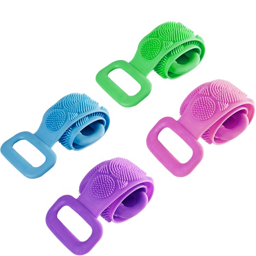 Exfoliating Long Silicone Bath Shower Scrubber with Deeply Cleansing Massage for Back & Body Skin Care