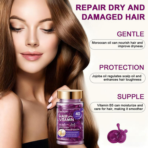 Biotin Collagen Hair Growth Nourishes Smooth Shine Hair Vitamin a c E B5 Capsules Softgel Hair Oil Care Capsule