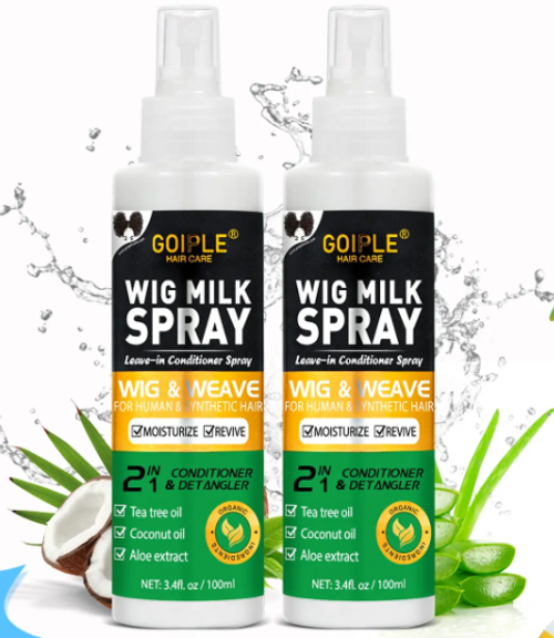 Wig Shampoo for Synthetic Wigs & Wig Milk Spray for Synthetic Hair, Detangle and Anti-Frizz Conditioner Haircare Cleansing Cleanser
