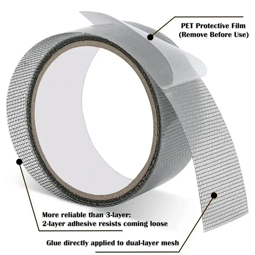 3 Count Window Screen Repair Tape,Sturdy Gray Screen Repair Adhesive, Fiberglass Mesh Mending Tape for Window and Door Screens