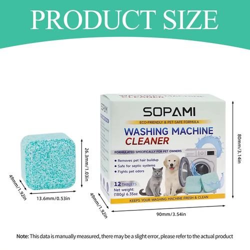 Washing Machine Cleaner Tablets 12 pack pet safe eco friendly cleaning tablets neutralizes pet related odors deep cleans grime keeps washing machine fresh easy to use