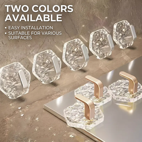 Self-Adhesive Hooks 20 Pack Hexagonal Ripple Design Heavy Duty Sticky Hooks Waterproof Rustproof for Bathroom Kitchen Keys Towels Coats Household Storage Organiser Easy Installation