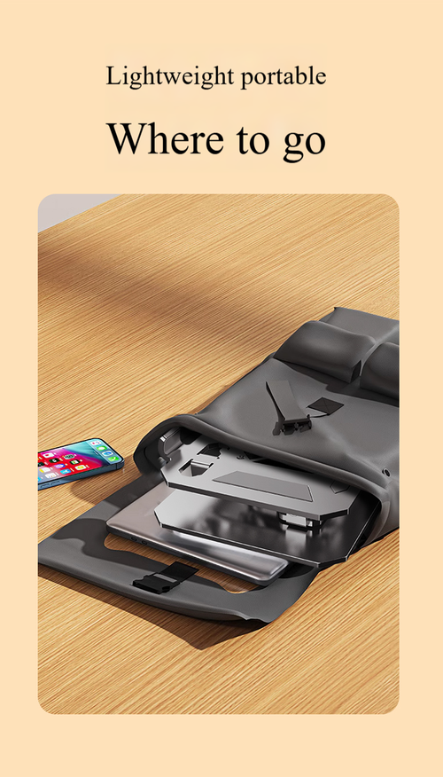 Counterweighted foldable flat stand and laptop holder ,featuring a turbo cooling fan and carbon steel rotating adjustment,—an ideal choice for office work and live streaming.
