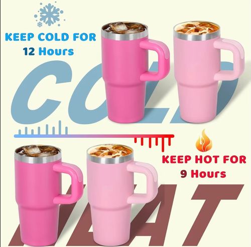 Viral 20oz Rose Red Tumbler Stainless Steel Water Bottle Leak-Proof Insulated Cup with Handle Hot Cold Drinks Made Me Buy It