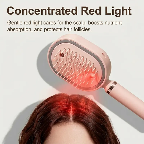 Electric Spray Air Cushion Massage Comb – Self-Cleaning, Anti-Tangle, Anti-Static, Volumizing Hair Brush with Essential Oil Mist Aromatherapy for Hair Care