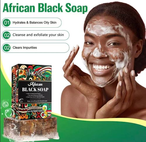 Two-Pack 100g African Soap, Handmade Cleansing Bar, Gentle Oil Control Deep Cleaning Exfoliating, Suitable for Oily Skin