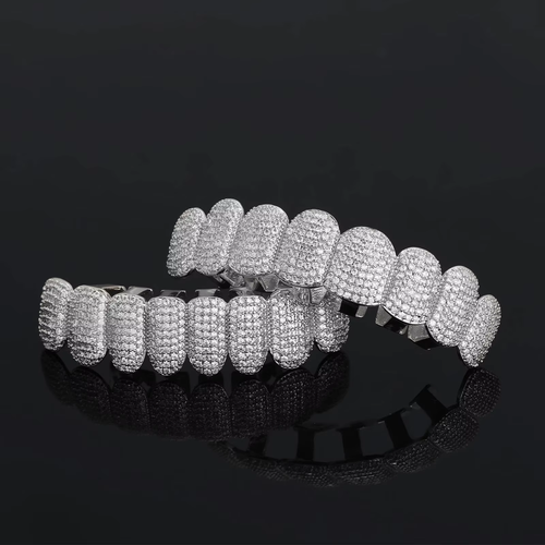 Fashion Jewelry Hip Hop Moissanite Grillz Custom Real Gold Plating 925 Silver Iced Out VVS Moissanite Diamond Teeth Grillz