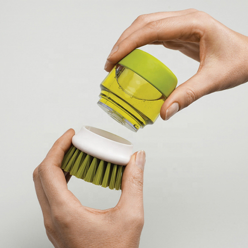 Kitchen Scrubbing Brush PP Nylon Eco-Friendly Detergent Dispenser Press Type Non-stick Oil Automatic Hydraulic Dish Washing