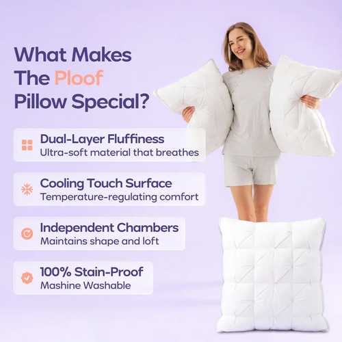 Pillow – Extra-Fluffy Dual-Layer Pillow, Cloud-Like Soft Plush Bed Pillow with Breathable Support, Never Flat, Neck-Cradling Comfort for Side, Back & Stomach Sleepers, Machine Washable