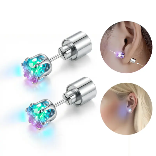 LED Earrings, Light Up Stud Earrings, Glowing Diamond Crown Pendant Earring for Women and Men, LED Jewelry for Party, Wedding, Birthday, Night Out, Disco, Festival