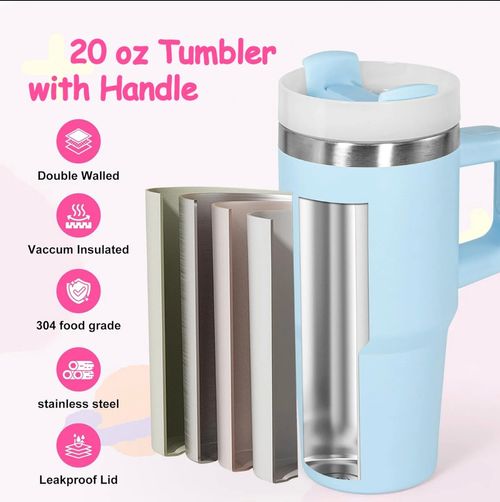 Viral 20oz Rose Red Tumbler Stainless Steel Water Bottle Leak-Proof Insulated Cup with Handle Hot Cold Drinks Made Me Buy It