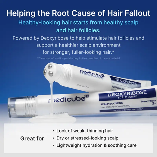 Deoxyribose Scalp Serum | For Fuller-Looking Hair & Scalp Strengthening Roll-On Serum | Deoxyribose, Rosemary, EGF, Caffeine for Fine, Thin Hair | Korean Hair Care