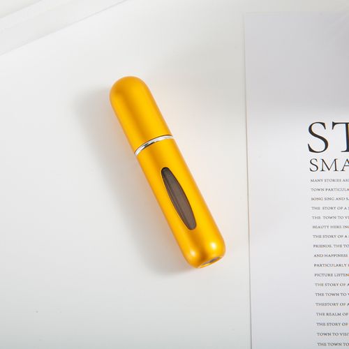 5pcs Mini Travel Aluminum Gold Portable 5ml Refillable Perfume Atomizer Makeup Cosmetic Bottle with Pump Spray Case