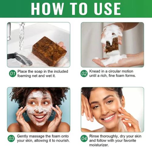 Two-Pack 100g African Soap, Handmade Cleansing Bar, Gentle Oil Control Deep Cleaning Exfoliating, Suitable for Oily Skin