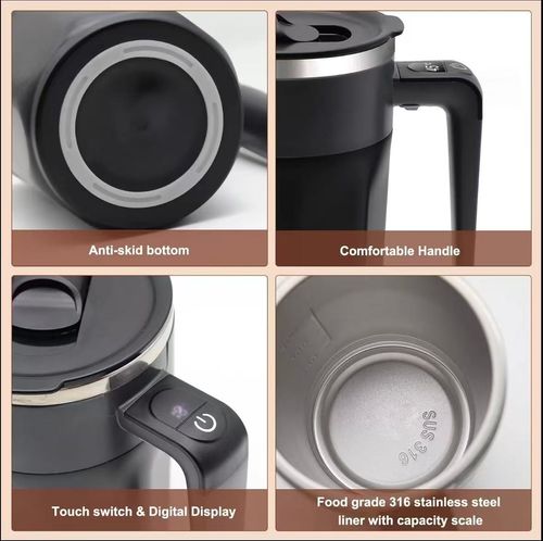 SelfStirring Coffee Mug, Rechargeable Self Stirring Mug with Sliding Lid, Automatic Cup, Electric Stirring Cup for Coffee, Tea, Milk 13.5oz