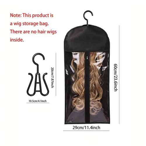 6pcs Wig Storage Bag With Hook Wig Storage Hanger Zipper Transparent Dustproof Wig Storage Bag, Hair Extension Holder Wig Bag Wig Storage For Multiple Wigs Holder Hair Extension Hanger Wig Tool Wigs Accessories For Salon & Home Use